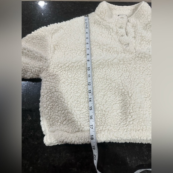 PAC Sun cropped Cozy White fleece pullover Sweater with snaps |Sz S | scandigirl - Picture 6 of 9